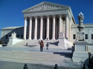 Supreme Court Building Annie in front of the Supreme Court Building