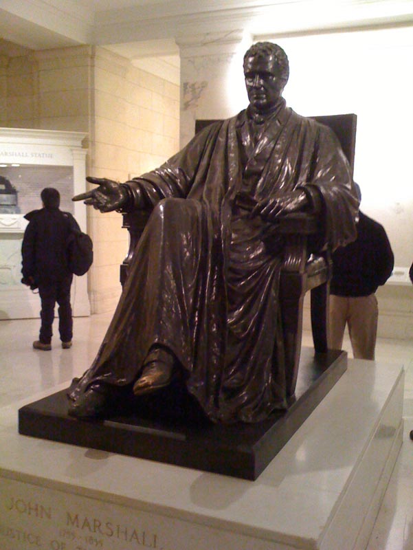 Justice John Marshall Justice John Marshall, longest serving Supreme Court Justice. Notice how shiny his foot is (see next photo).