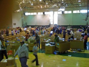 Lots of books needed lots of sorting Sorting books was a big group effort