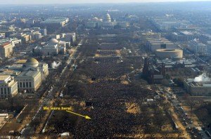 Crowds filled the entire Mall, with estimates of close to 2 million. We were about a mile from the actual proceedings. (Click photo for larger view - Jewel Samad-AFP/Getty Images)