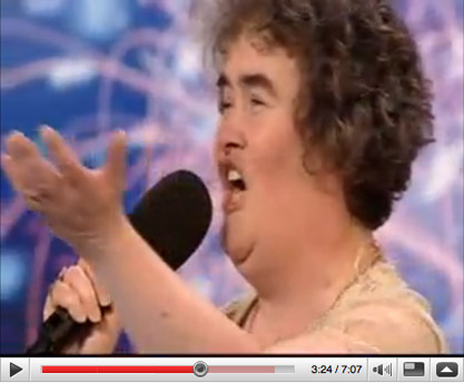 Susan Boyle singing on Britain's Got Talent Susan Boyle singing on Britain's Got Talent