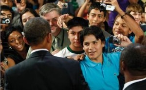 President Obama greets high school students (AP photo)