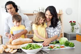 Cooking and eating together. Family fun.